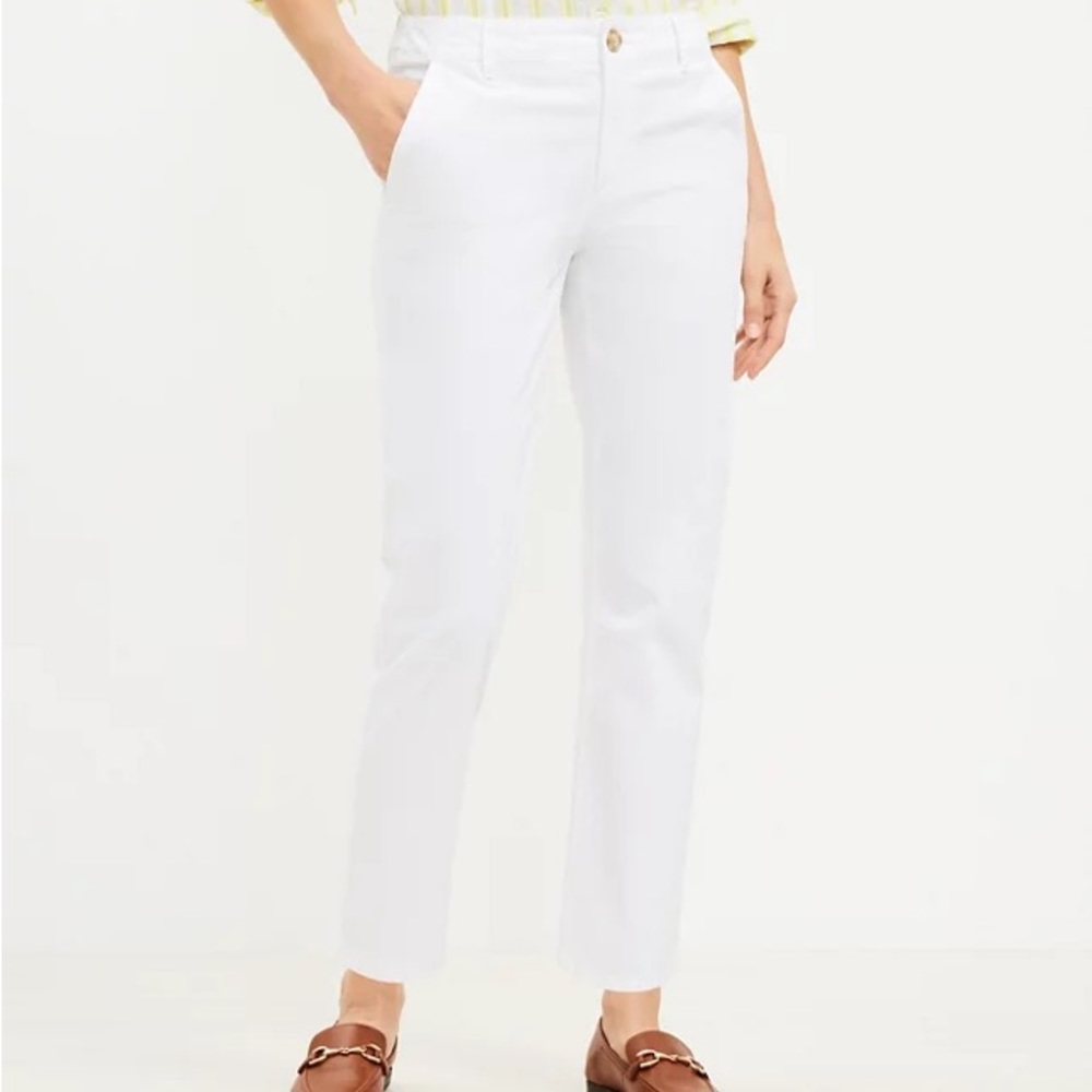 The Loft White Monroe Slim Chino Pants Trousers.  Size 8 with 27 inch inseam